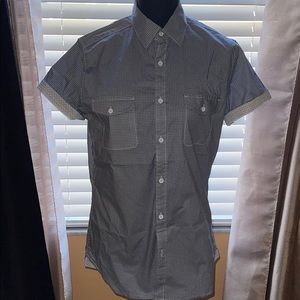 NWOT..:Gray and white college slim fit man’s shirt